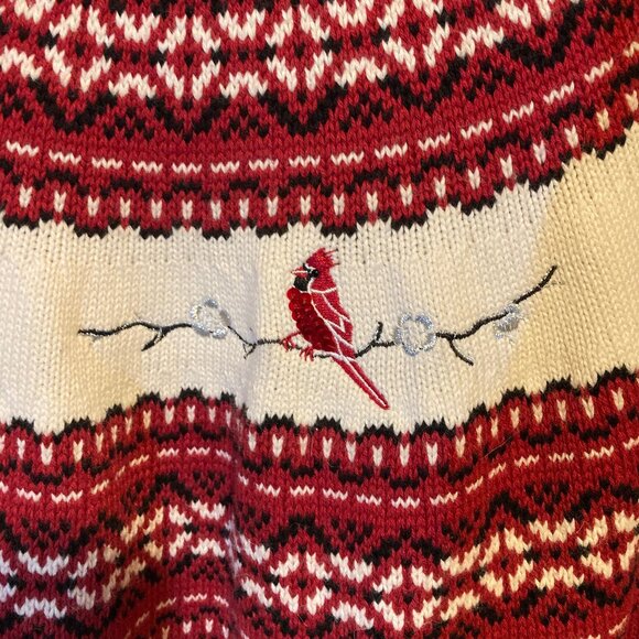 Northern Reflections Winter Cardinal Bird Theme Zip Up Sweater, Size Large - Picture 6 of 7